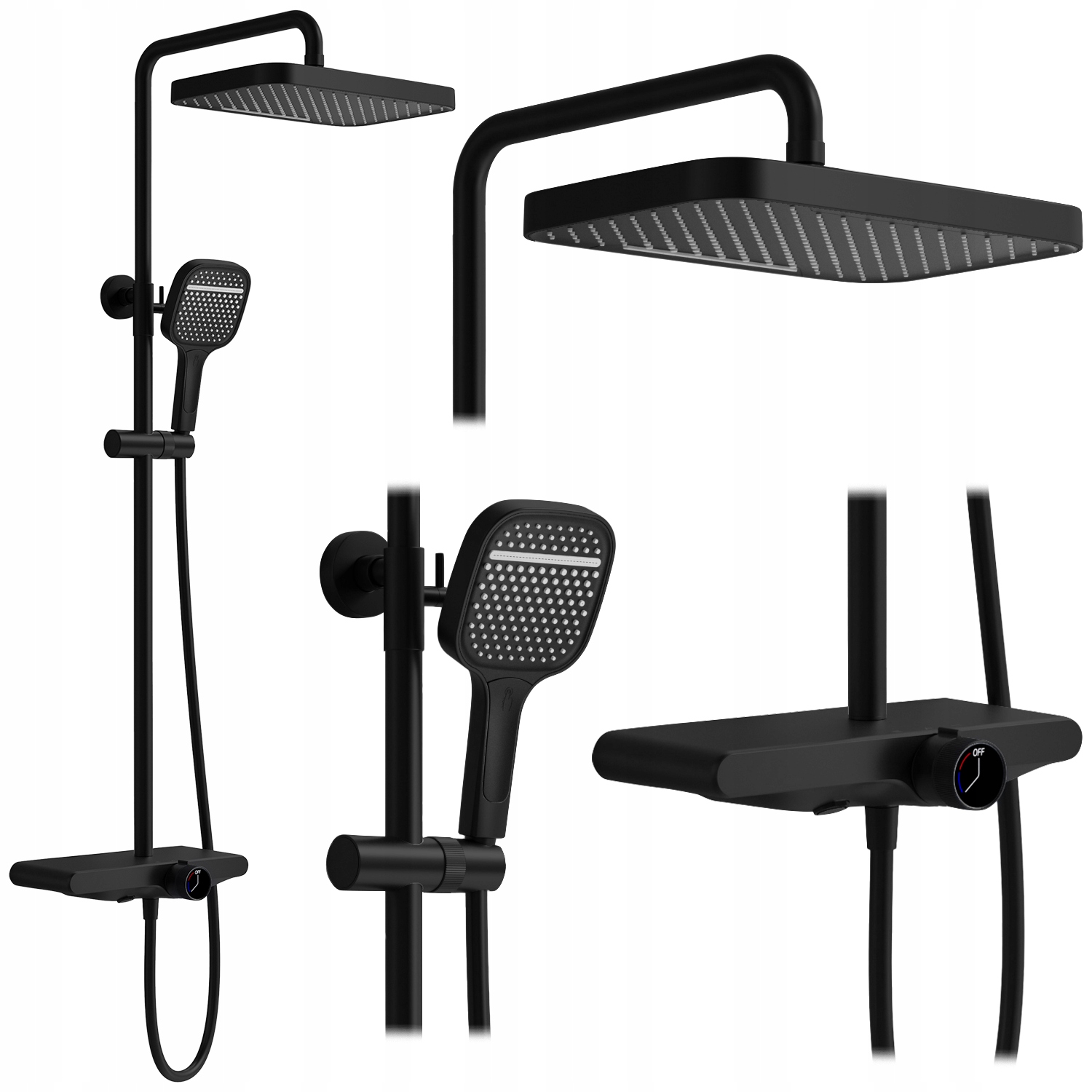 Nástenná sprchová súprava Rea Bari Čierna Sprchová súprava Dažďová sprcha
