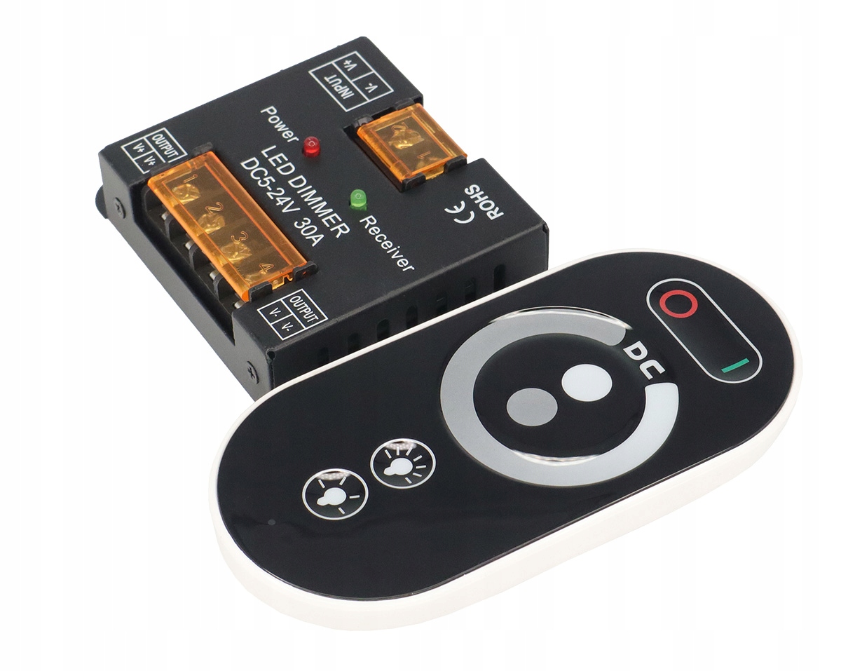 STEROWNIK ŚCIEMNIACZ LED RF RADIOWY MONO PILOT TOUCH 12V 24V 30A 360W MOCNY Kolor czarny