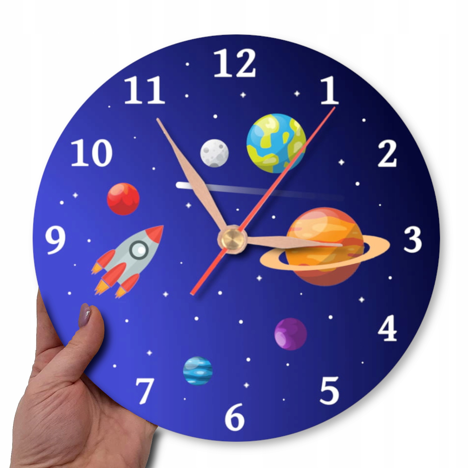 Zegar na ścianę dla dzieci KOSMOS PLANETY 24 cm Zasilanie baterie