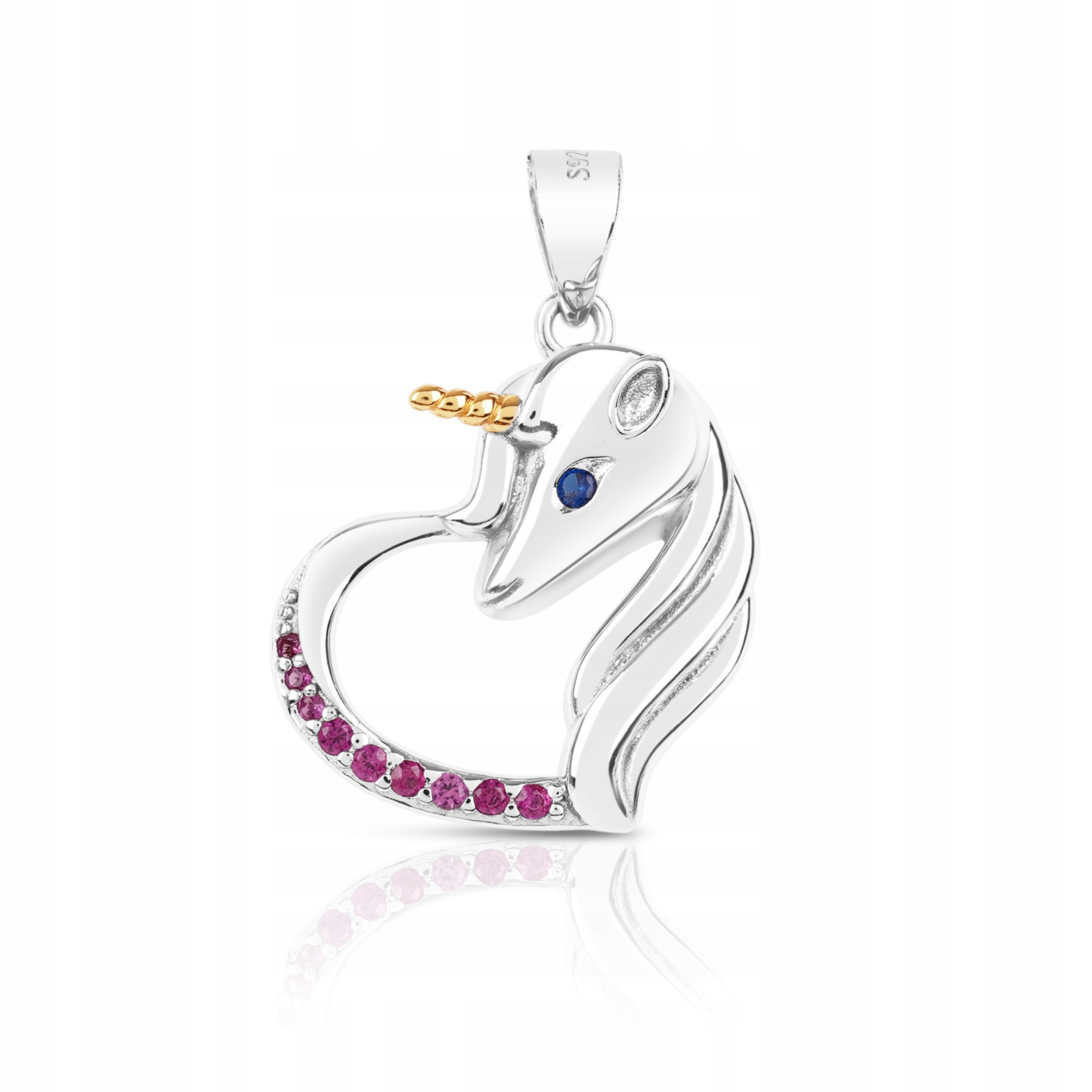 Srebrna zawieszka 925 JEDNOROŻEC RUBINOWY Marka GoldenSky