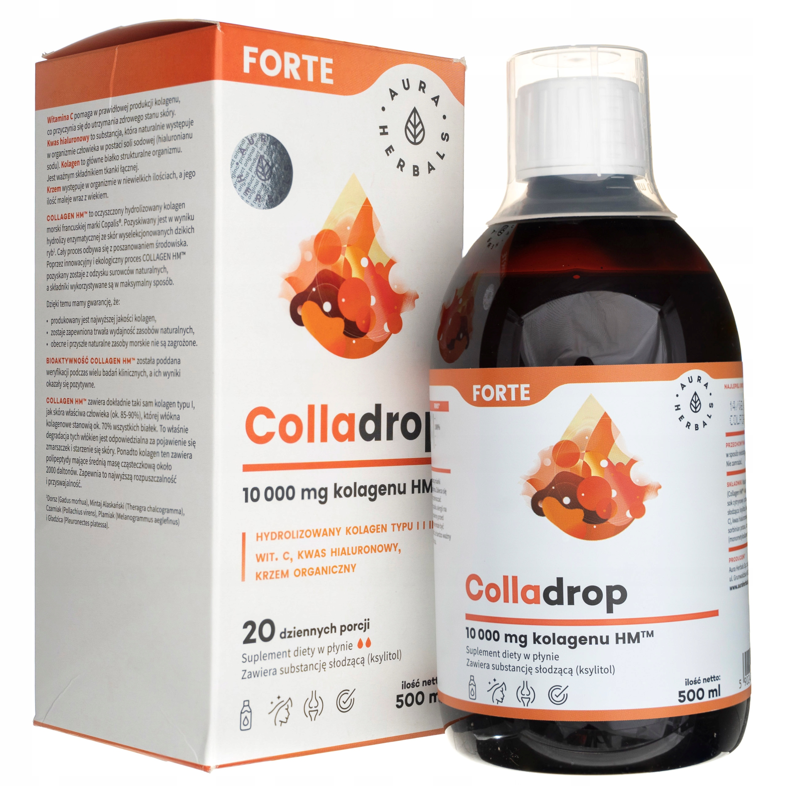Aura Herbals Colladrop Forte kolagen morski 10000 mg 500 ml