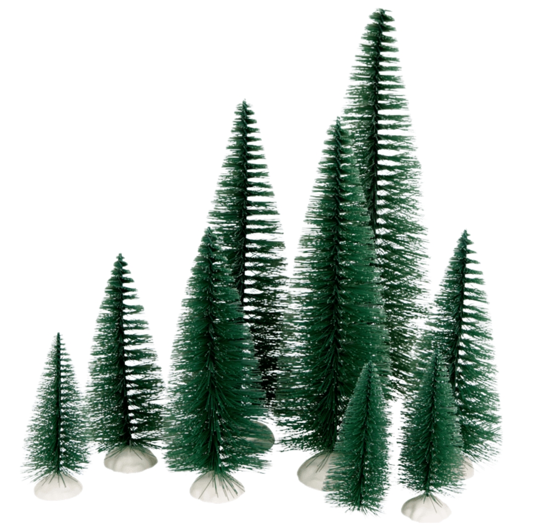 WIOSKA SCENKA ŚWIĄTECZNA MAGIC CHOINKI ZESTAW CHOINEK 9 SZTUK XXL