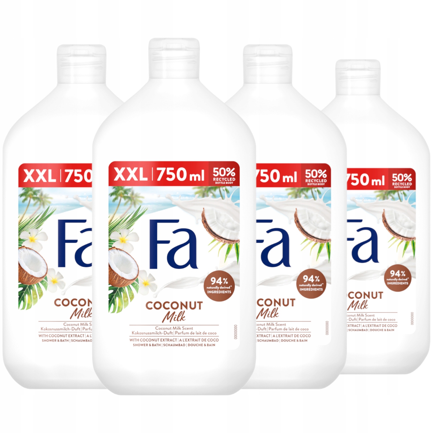 Dámsky sprchový gél FA Coconut Milk krémový kokos SADA 4x 750ml