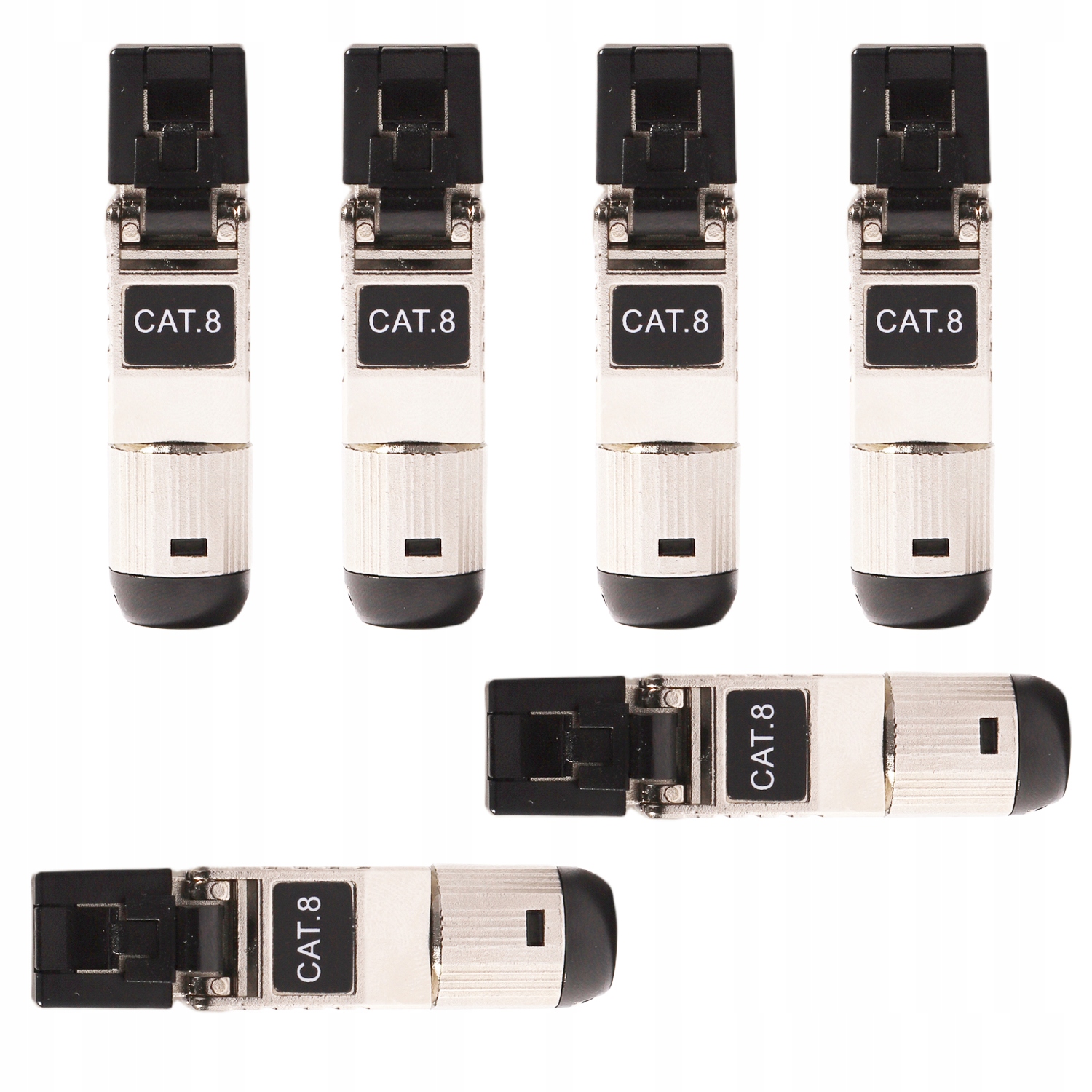 CAT8 RJ45 metalowe narzędzie bezproblemowe Kątowy Ekranowany Złącze 6szt