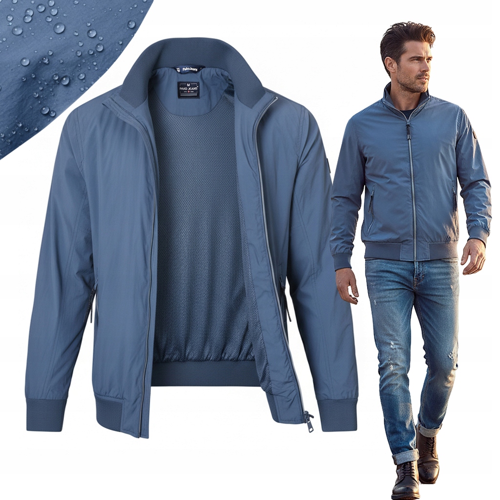 Pánská přechodová Voděodolná Bunda bez kapuce Modrá XL Pako Jeans