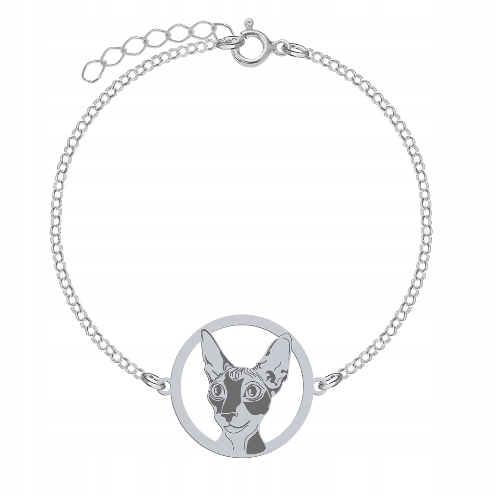 Stříbrný náramek s kočkou Cornish Rex 925 Dárek Šperky Gravírování Bonus
