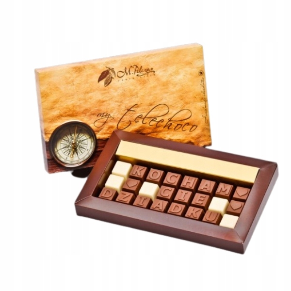 Telechoco: Kocham cię dziadku czekoladki napis, na Dzień Dziadka