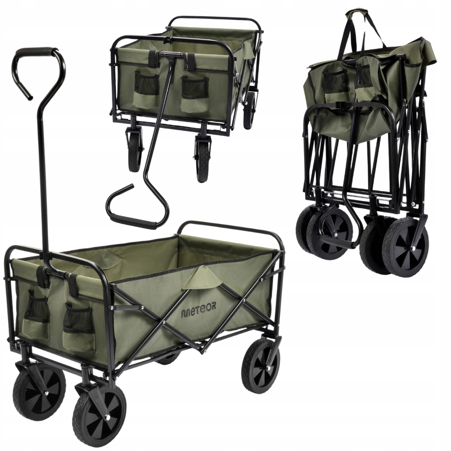 Wózek Turystyczny Plażowy Transportowy Kompaktowy Składany Z Uchwytem 90 L