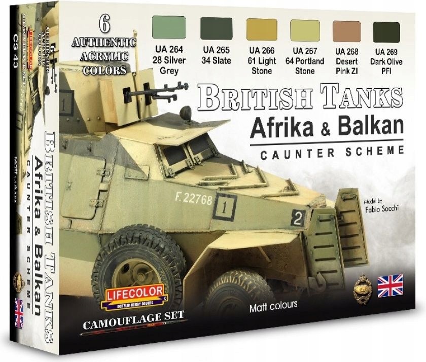Sada barev British Tanks Afrika & Balkan Caunter Scheme 6x22 ml Lifecolor