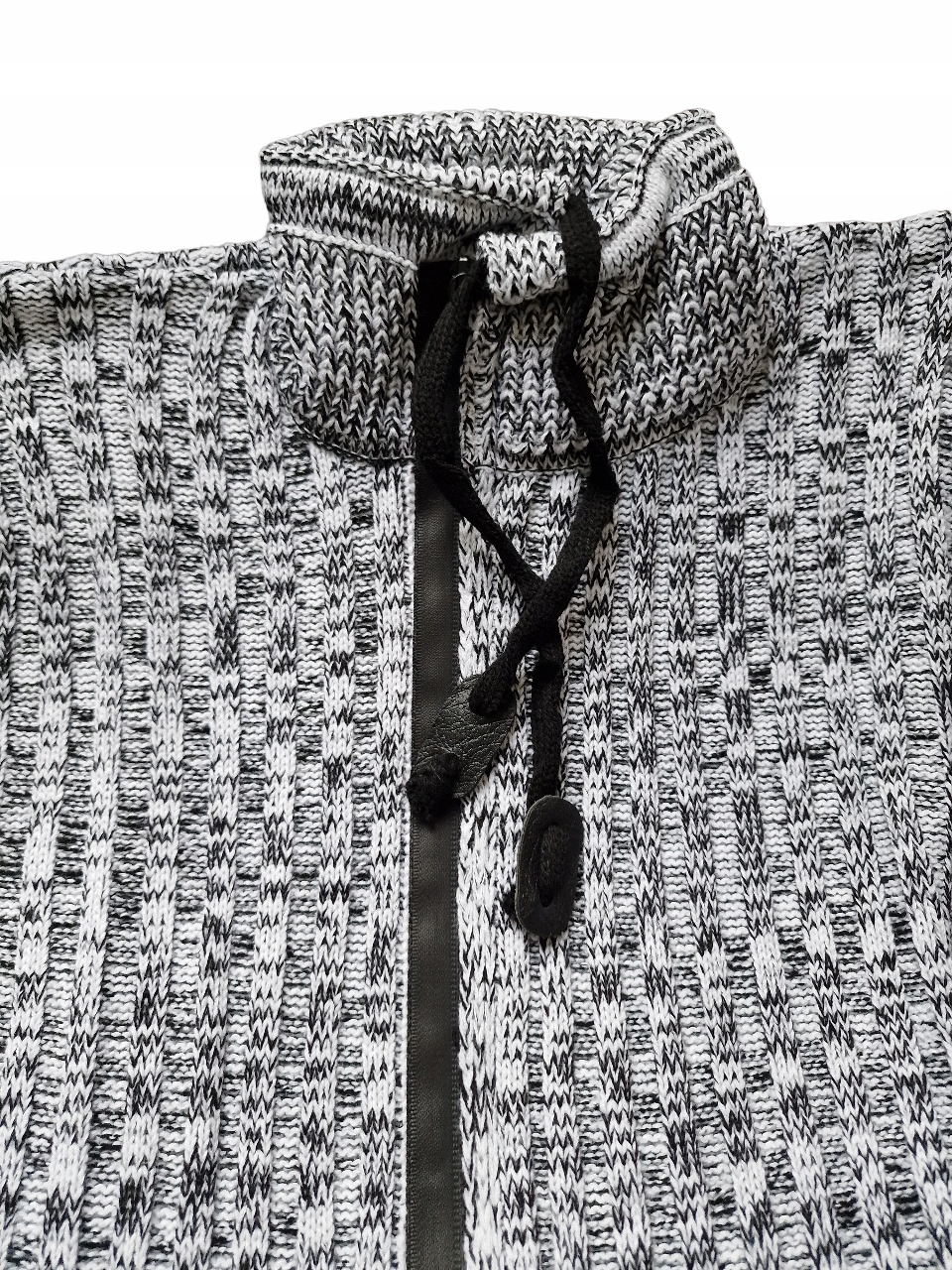 SWETER MĘSKI GRUBY GOLF ROZPINANY STÓJKA SZARY - XL Zapięcie zamek