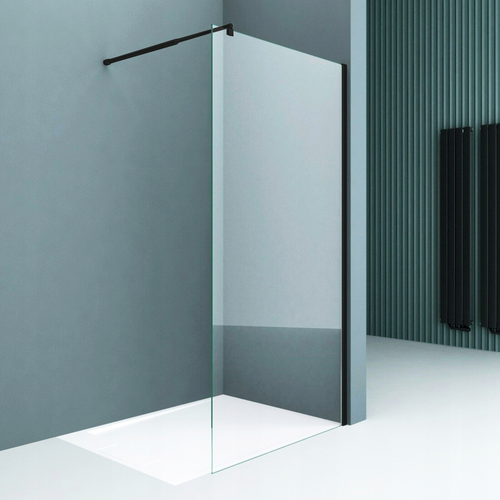 ŚCIANKA PRYSZNICOWA 8mm W9 Czarne Okucia 60cm Mocowanie uniwersalne