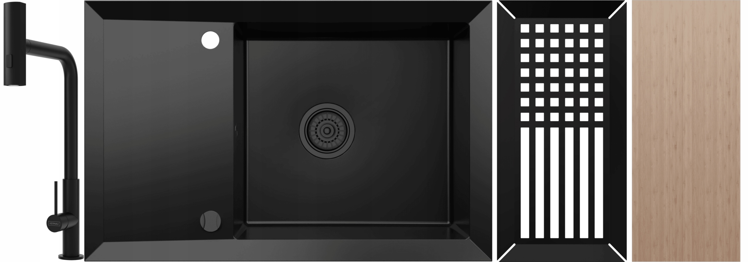 Zlewozmywak Kernau KGSY60781B1D DeepBlack KWT42PO MattBlack KS-SS1B