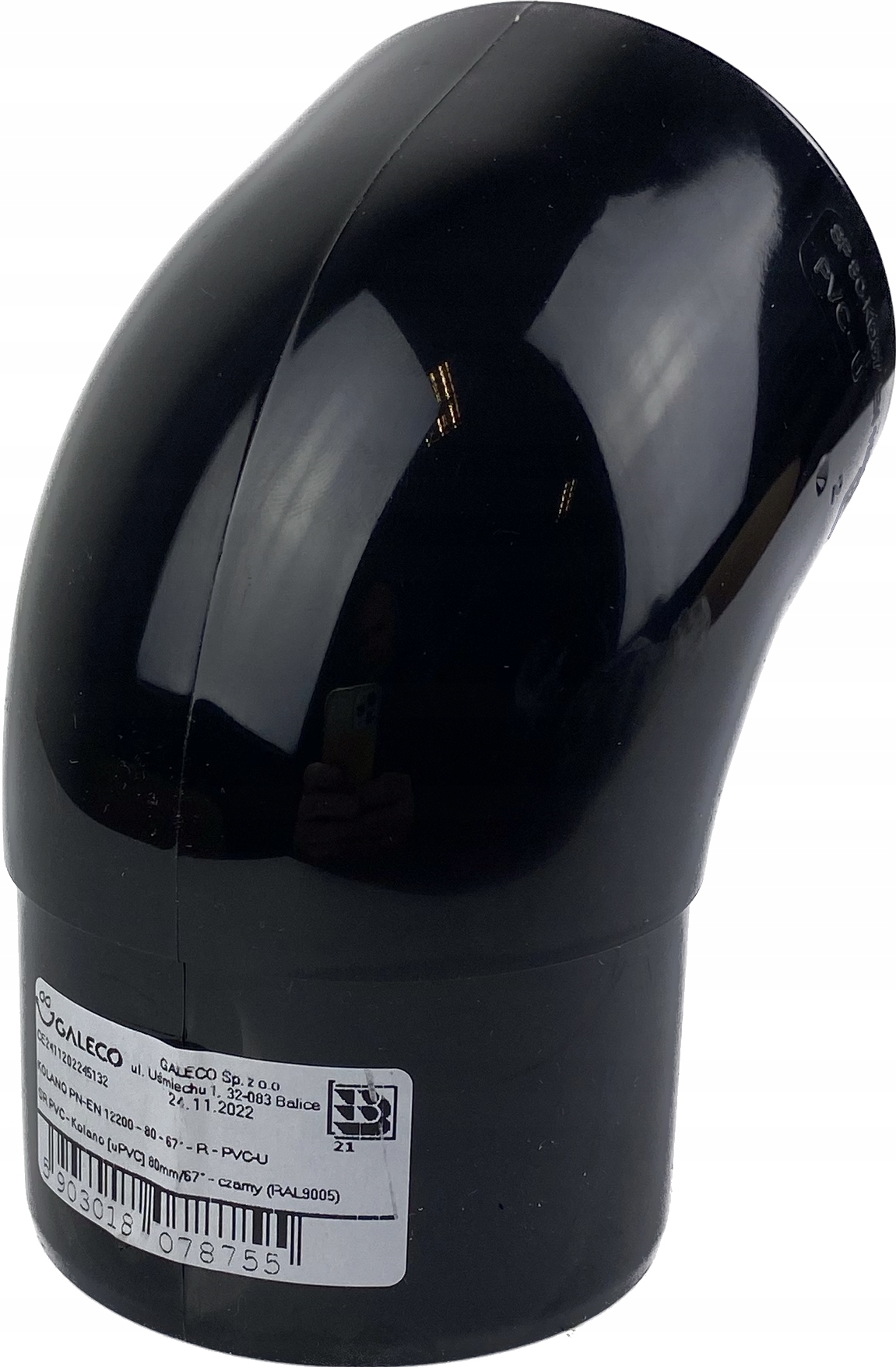 

Pvc Kolano 67° do rury spustowej 80 mm czarny U