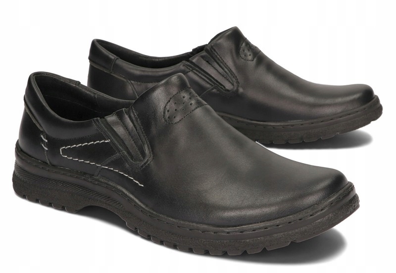 MOKASYNY BUTY MĘSKIE SKÓRA SZEROKIE 869 CZARNY 44