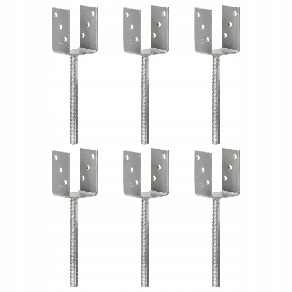 Petrashop Plotové kotvy 6 ks stříbrné 7 x 6 x 30 cm pozinkovaná ocel 14531