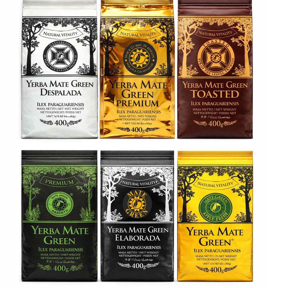 Yerba Mate Green různé příchutě 6x400 g Brazílie ovocné 2,4 kg