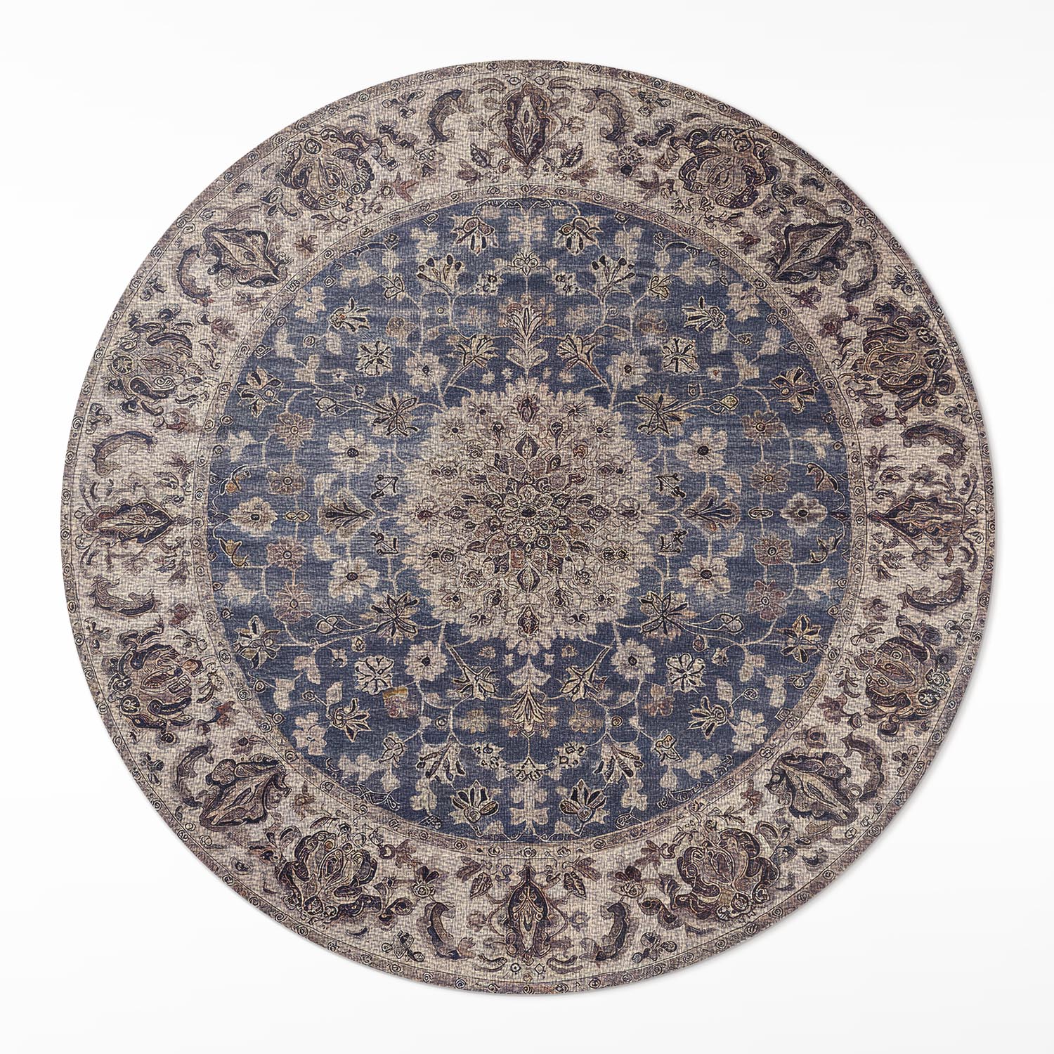 Vinylový Kulatý Koberec Perské ornamenty v modrých odstínech fi 70 cm