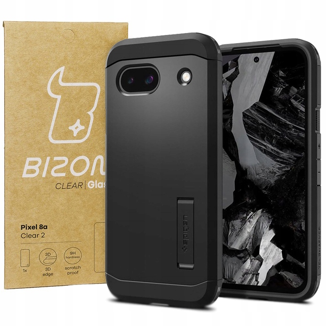 Pouzdro sklo pro Pixel 8a, Spigen, Bizon, sada, zadní kryt, pouzdro, sklo