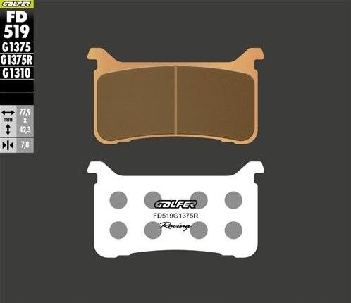 Galfer Brzdové Doštičky KH700 Spekané Kovové (zlaté) Športové Racing Predné H