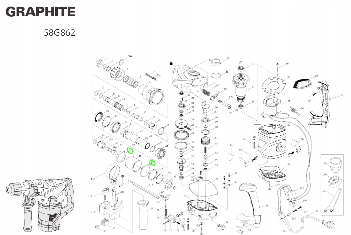 PIERŚCIEŃ ZABEZPIECZAJĄCY DO MŁOTA UDAROWEGO GRAPHITE 58G862 ORYGINALNY Marka GRAPHITE