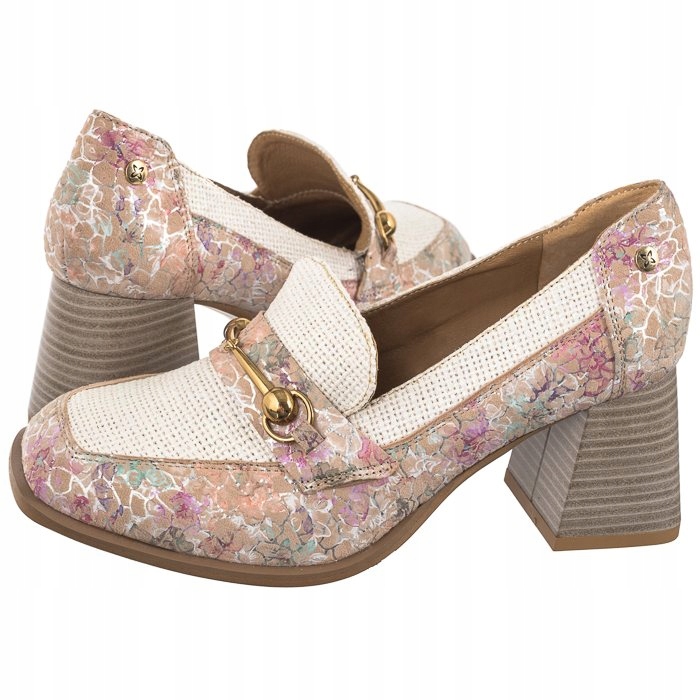 Dámské mokasíny na podpatku Maciejka Pudrový rožek 06426-15 Růžové