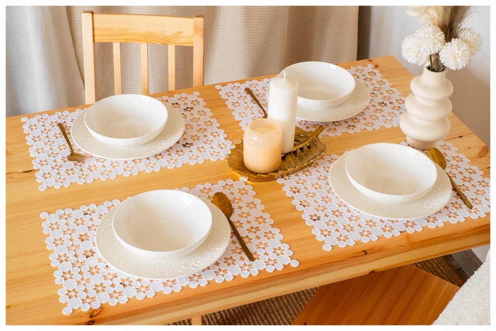 Serweta dekoracyjna czarna 85x85 ażurowa plamoodporna nowoczesna na stół Kształt kwadratowy