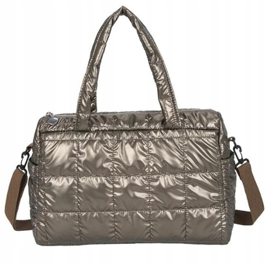 TOREBKA zimowa ZŁOTA puchowa PIKOWANA TORBA ramię