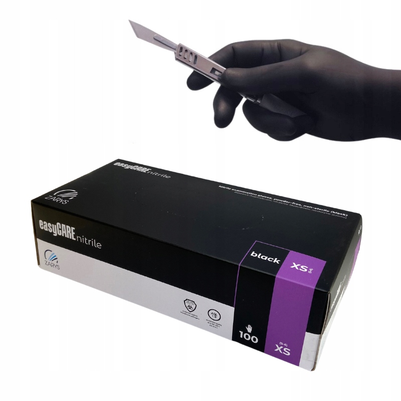 Zarys Rękawice nitrylowe, czarne, bezpudrowe Xs