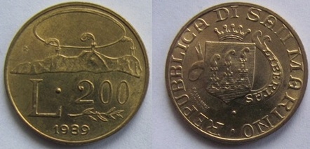 San Marino 200 Lir 1989