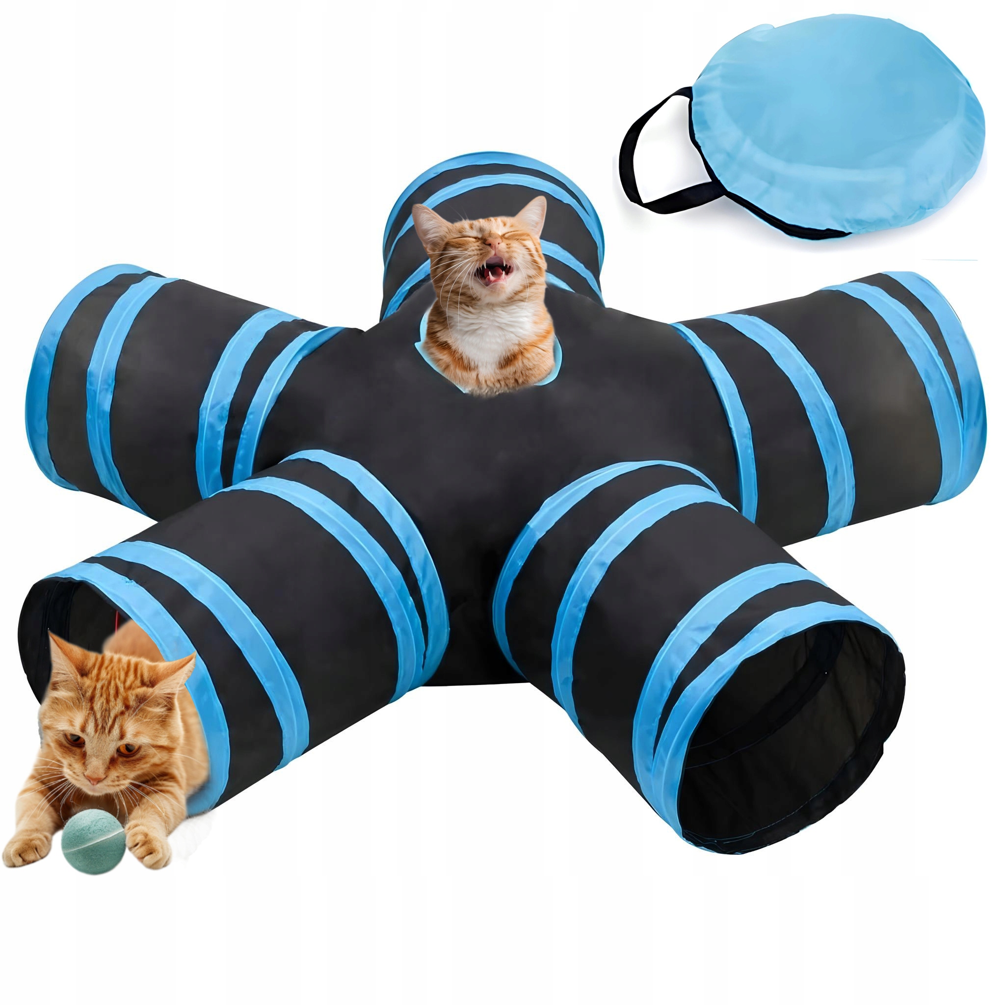 Šustící Tunel Pro Kočky S 5 Vchody A Míčky, Skládací, velký