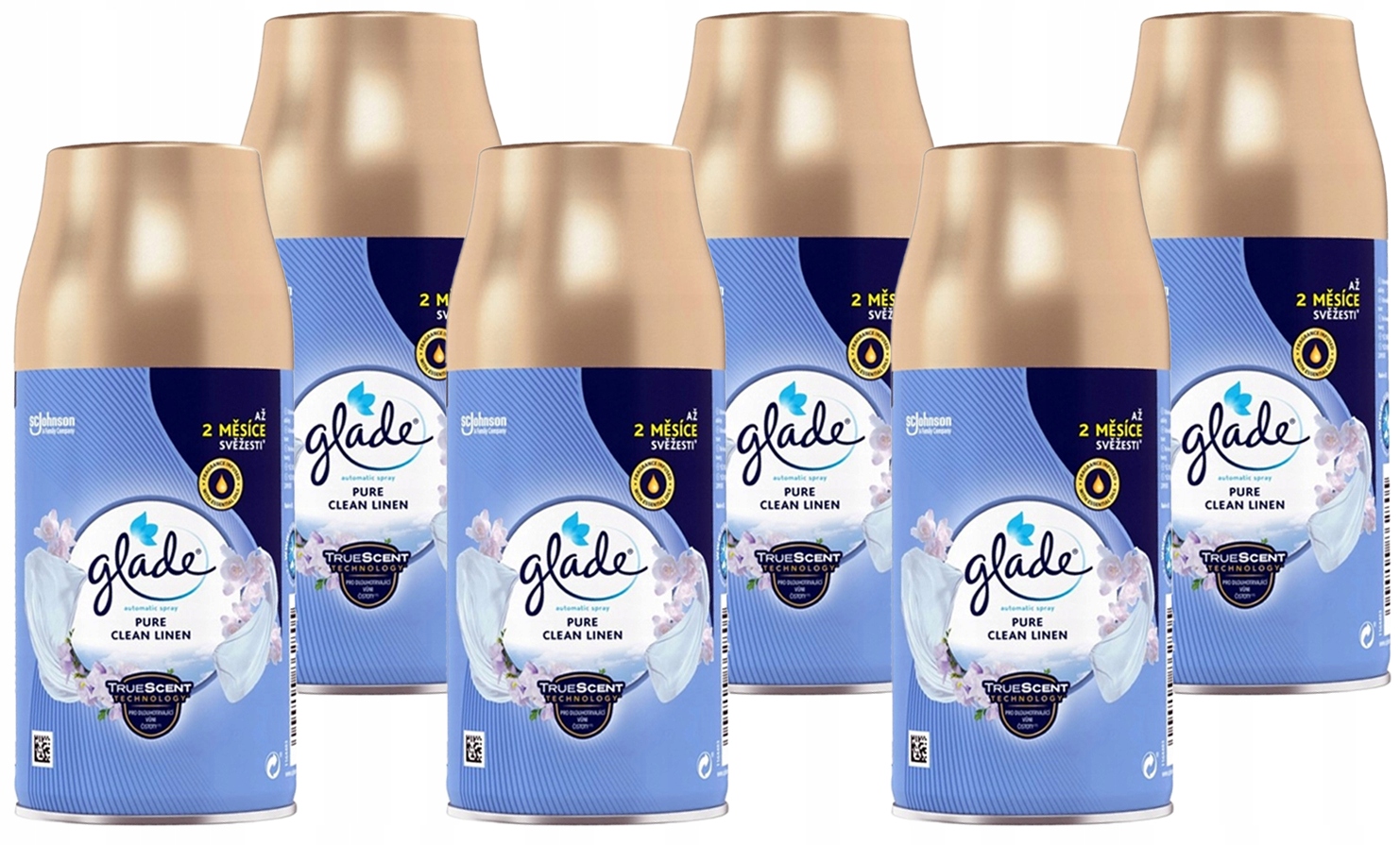 Levně Glade náhradní náplň do osvěžovače Pure Clean Linen spray x6
