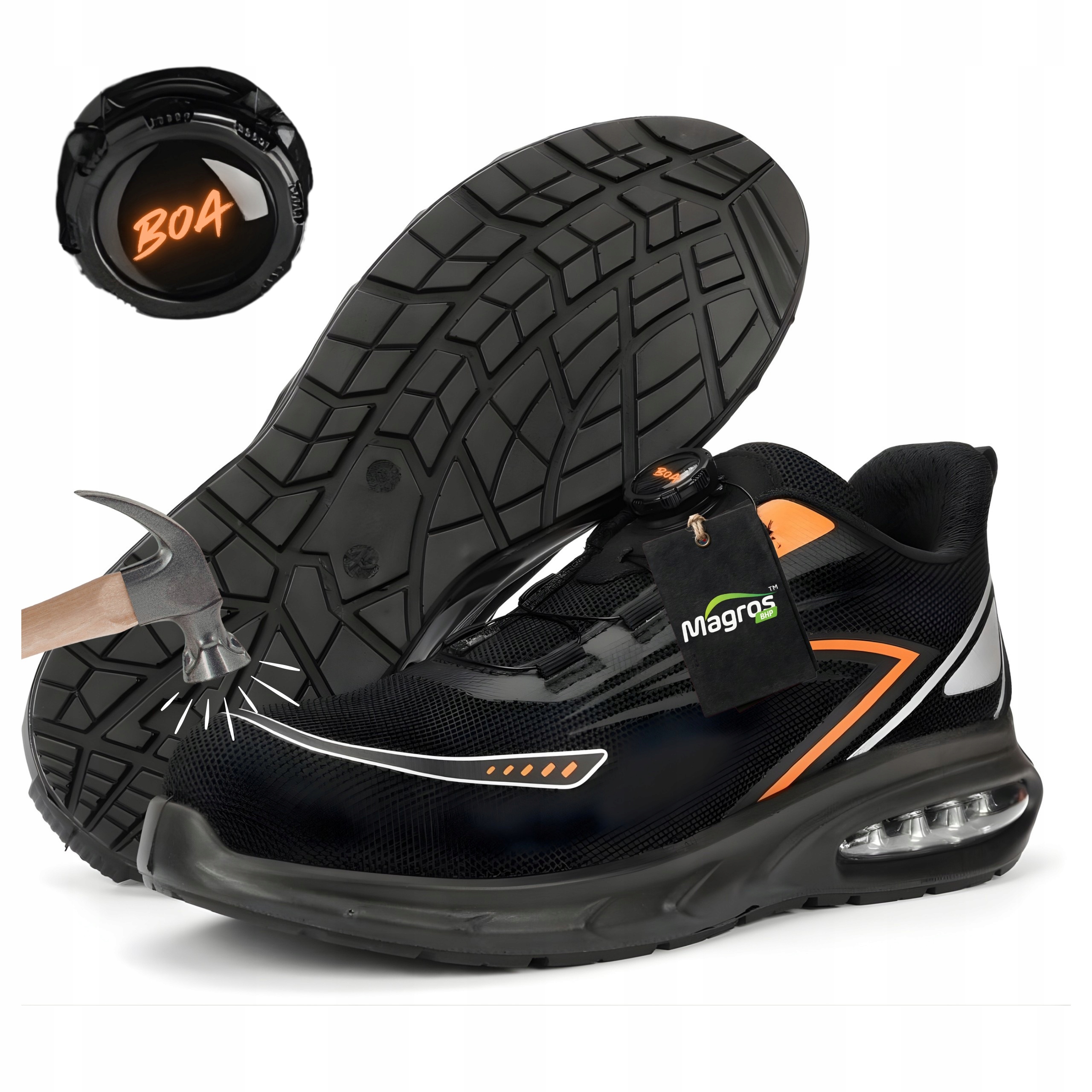 Buty Robocze Półbuty Ochronne Do Pracy Z Zapięciem Boa Magros S1 Sr rozm.45