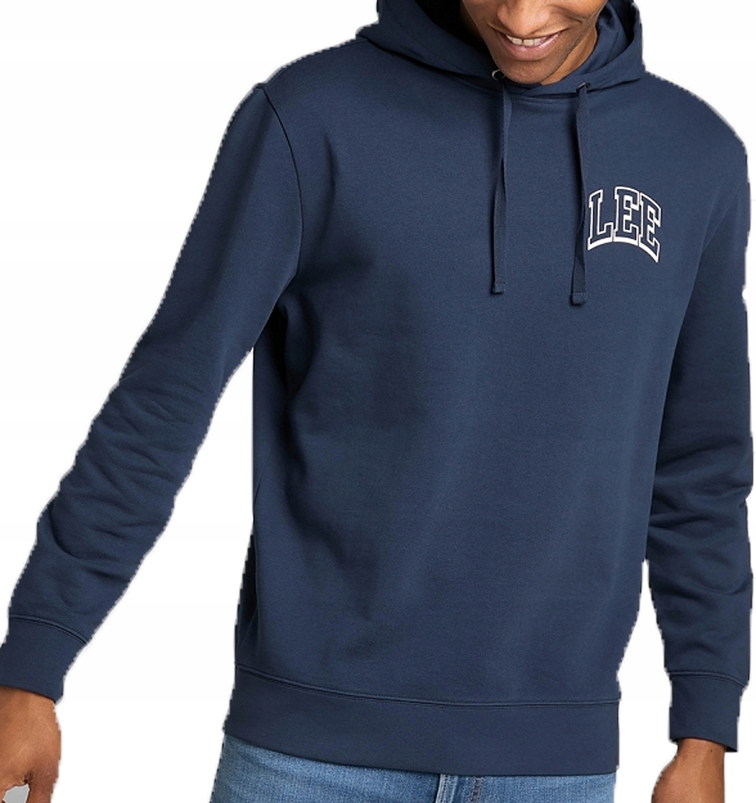 Lee duza bluza z kapturem kangurka navy bawełna Sign Off Hoodie XXL