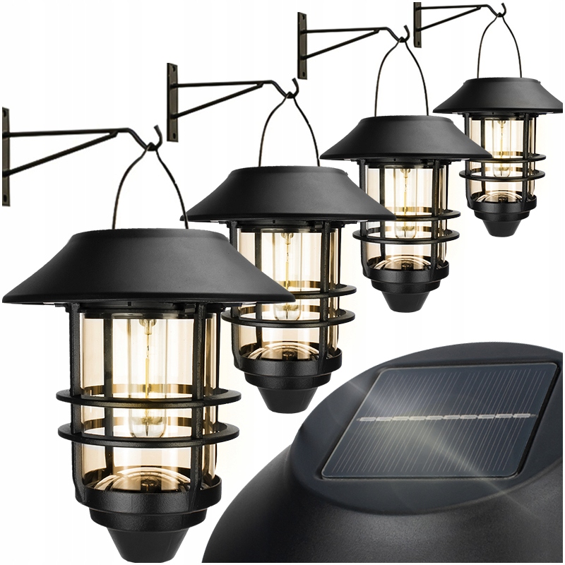 4x Dekoracyjna Lampa Latarenka Ogrodowa Solarna Ozdobna Z Panelem Solarnym