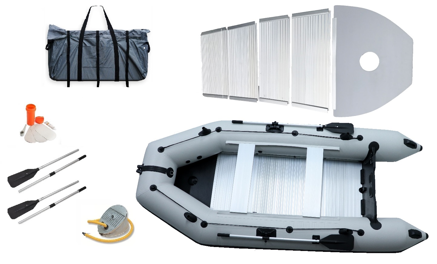 Ponton Kormoran 360 D Kil Aluminiowa pełna podłoga szary