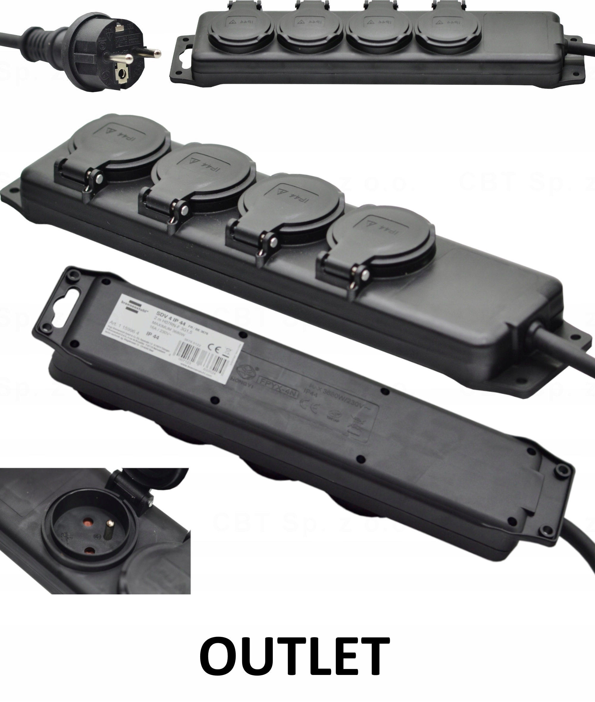 Listwa zasilająca Brennenstuhl 1159960 4 gniazd 2 m czarny