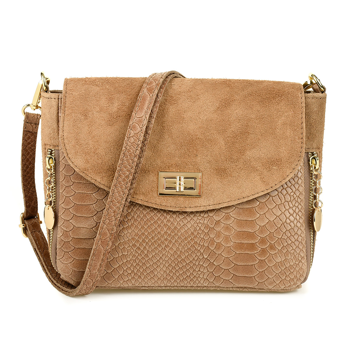 Italská kožená kabelka přes rameno z hadí kůže semišová kůže vizitková taška