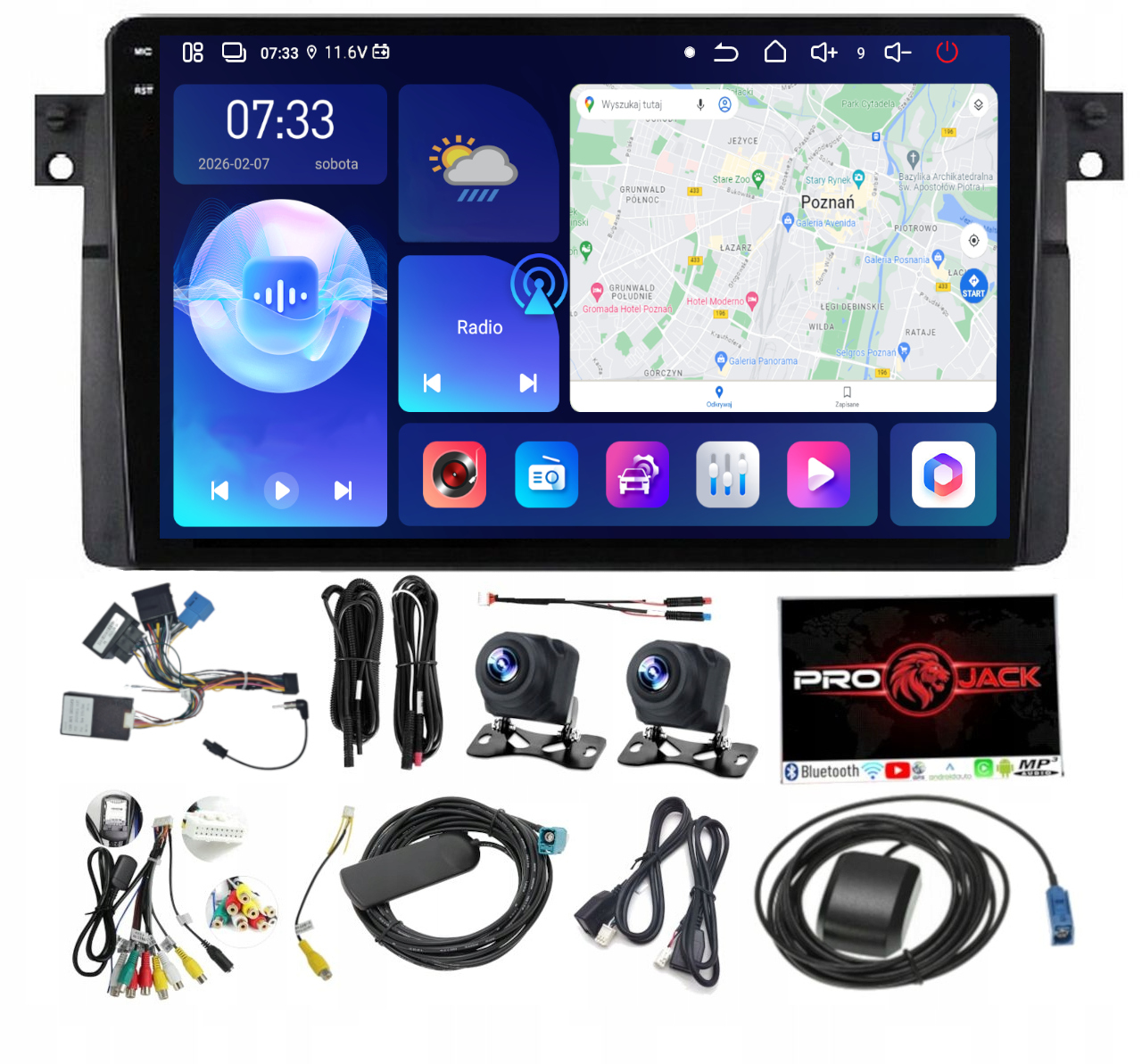 Rádio Navigace Carplay Gps Android Bt Bmw E46 1998-2005 6GB 128GB Sim