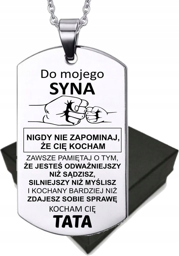 

Naszyjnik Zawieszka stal z grawerem dla Syna