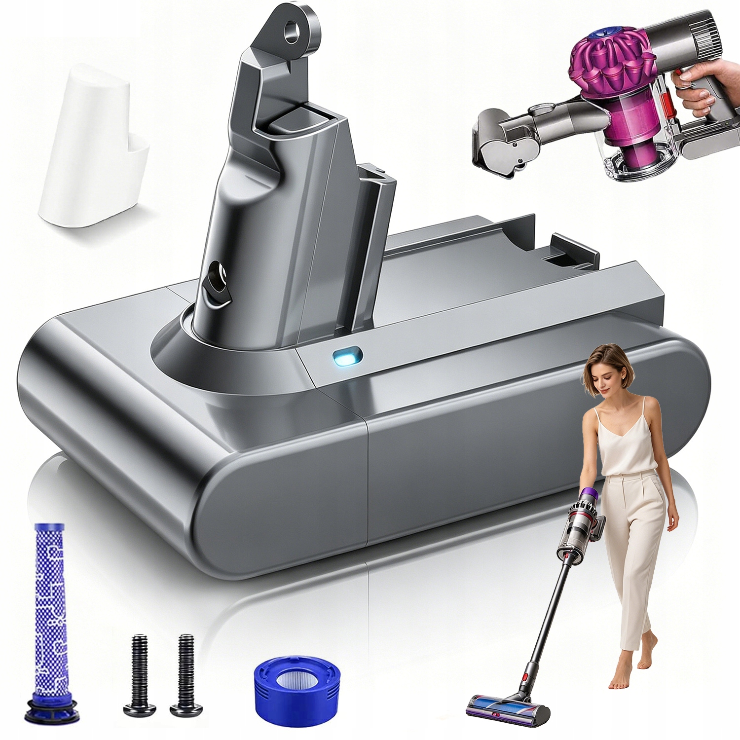 Univerzální Výkonná Baterie Akumulátor Pro Dyson V6 6000MAH 21.6V