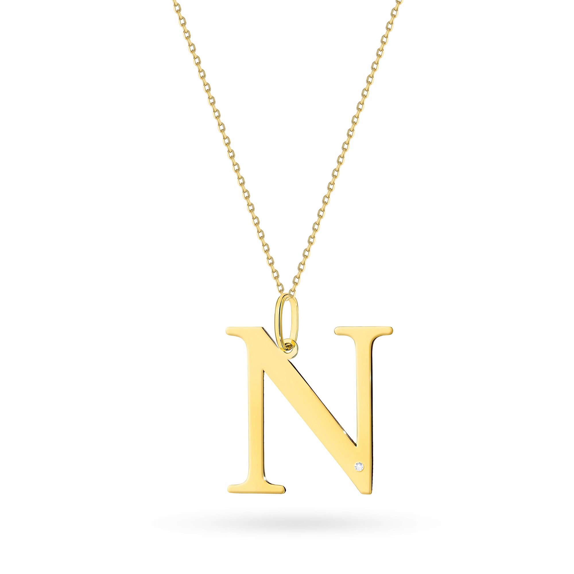 Zlatý Náhrdelník 585 Písmenko N s Briliantem 0,005 ct