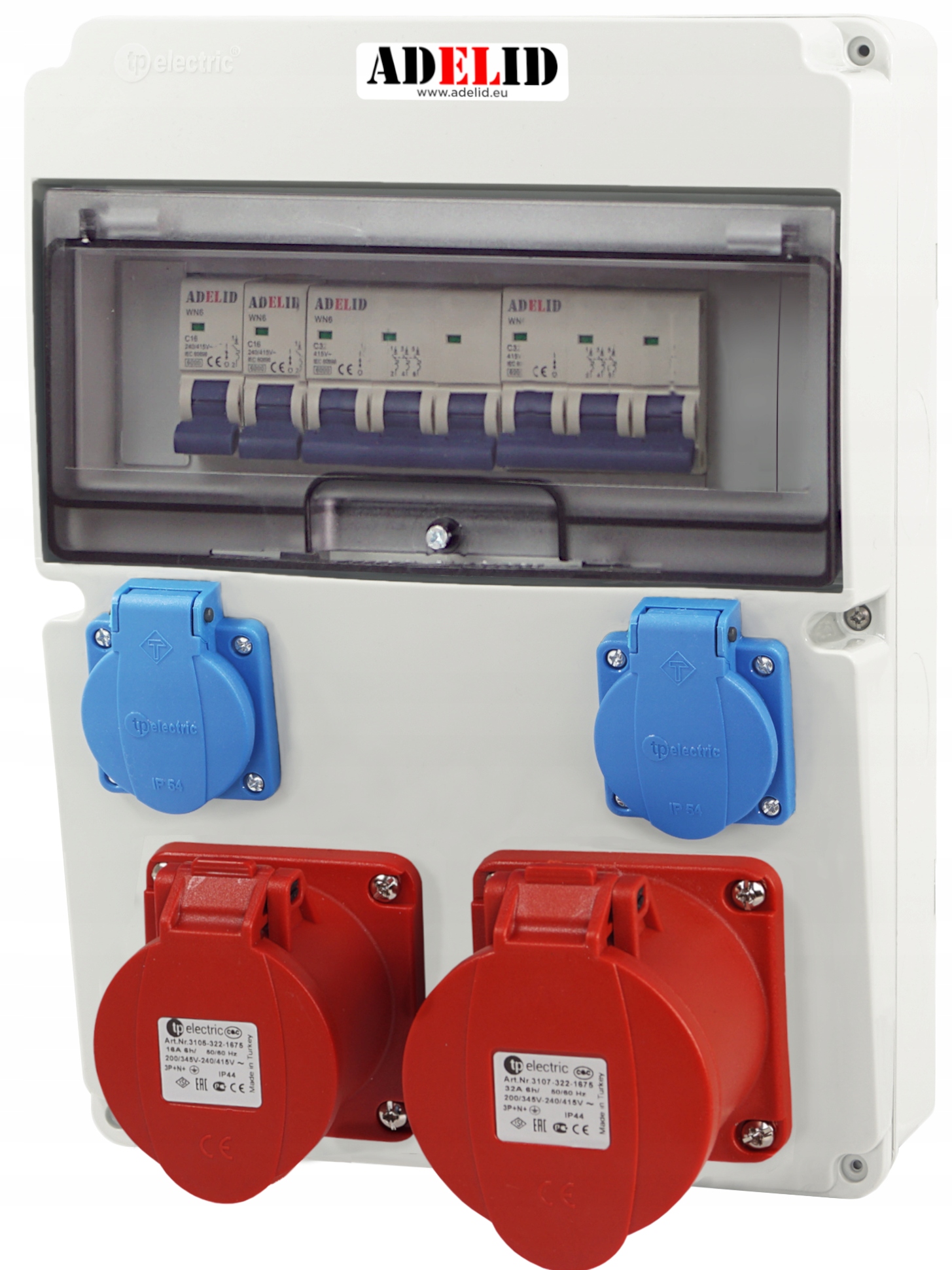 ROZDZIELNICA ROZDZIELNIA BUDOWLANA SKRZYNKA ZABEZPIECZONA 2X32A 4P 230V