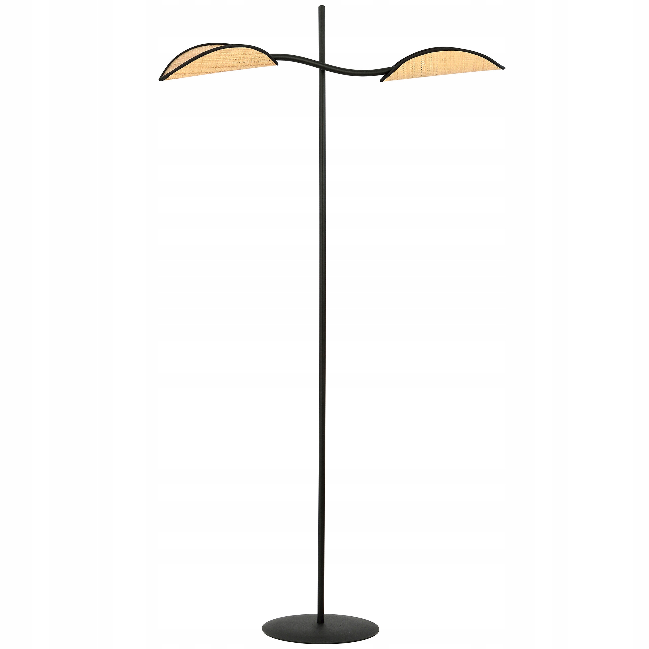Lampa podłogowa stojąca Lotus 2 150cm czarna rattanowa oryginalna loftowa