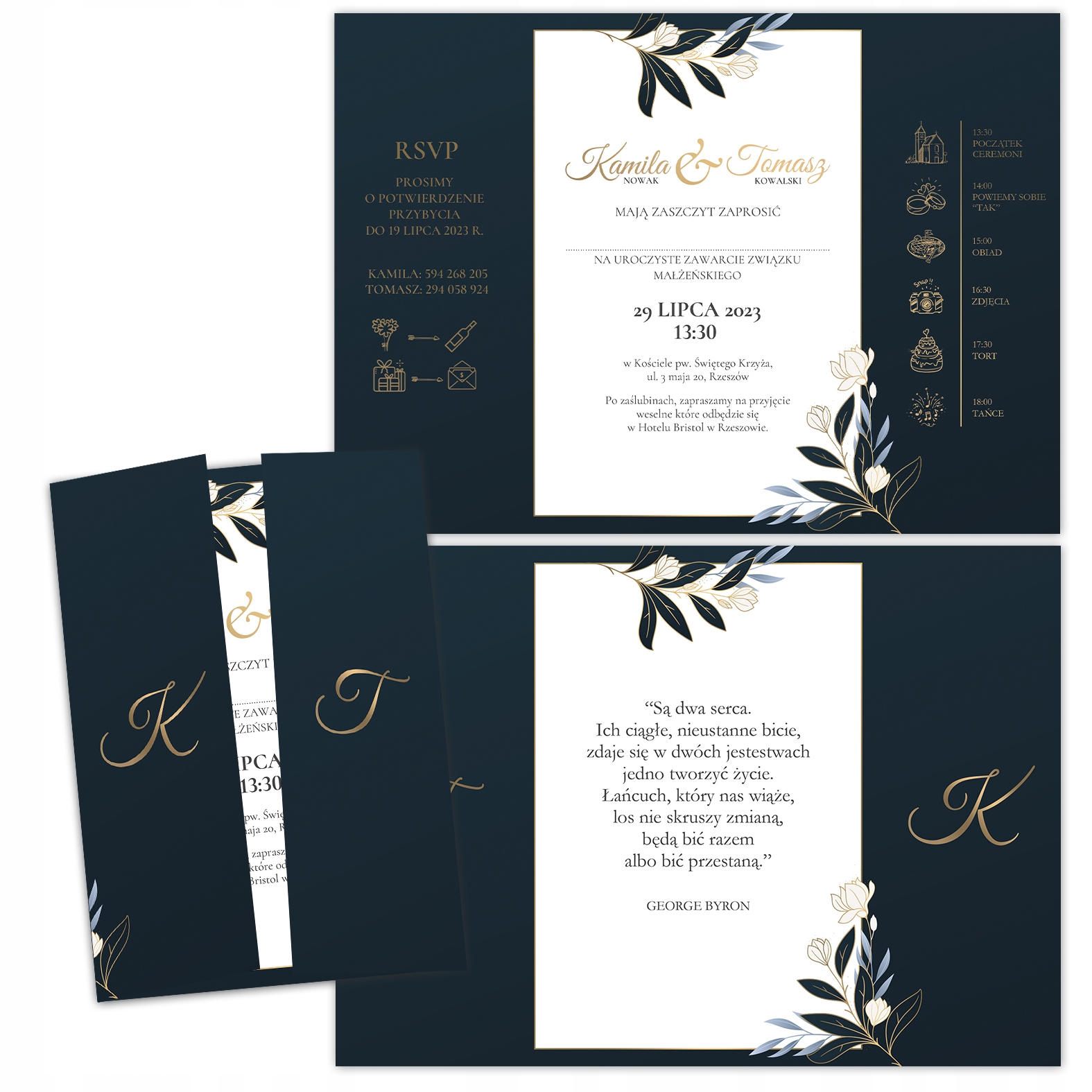 ZAPROSZENIE ŚLUBNE KOPERTA OPASKA GRANATOWE Z2 Kod producenta Zaproszenie dla gości