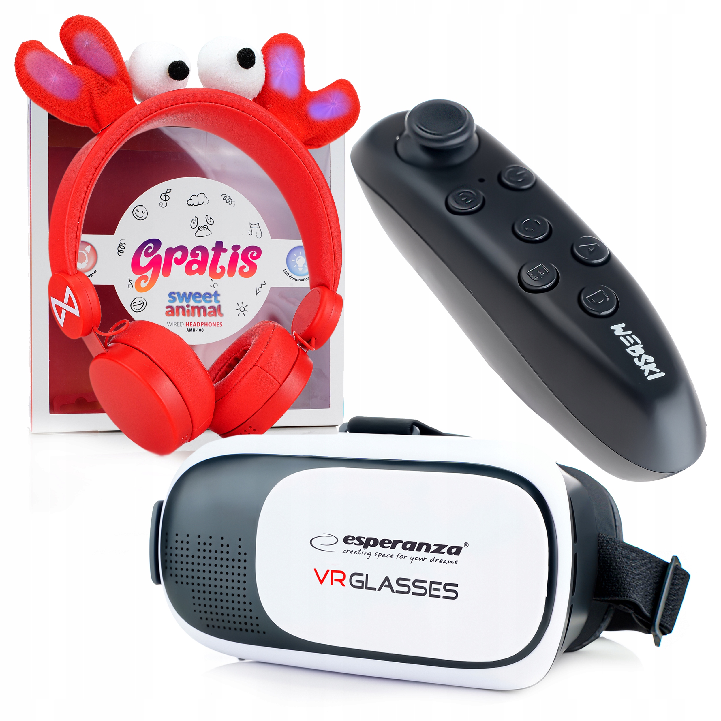 GOGLE OKULARY 3D VR DO TELEFONU Z KONTROLEREM BT