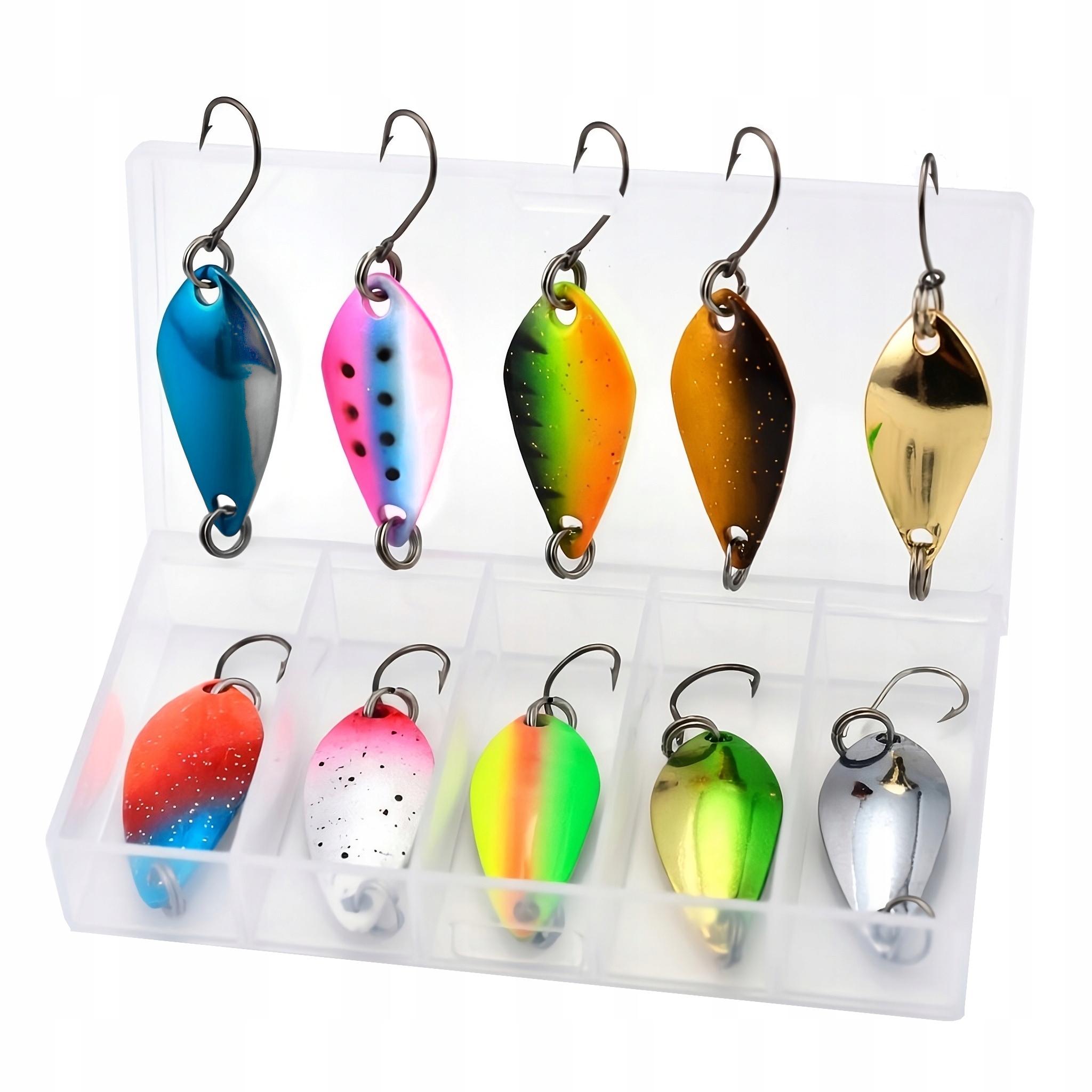 Zestaw błystek wahadłowych 5g Rainbow Mini Spoon okoń pstrąg 10 sztuk