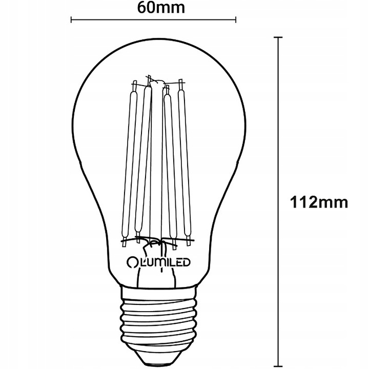 6x Żarówka LED E27 A60 8W = 75W 1055lm 3000K Ciepła FILAMENT OZDOBŇA RETRO Waga produktu z opakovaniem jednostkowym 0.01 kg