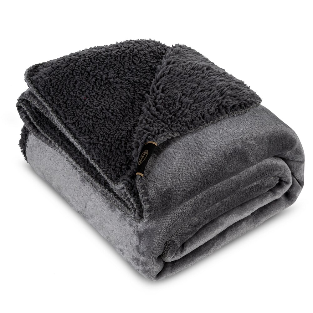 Deka přehoz Tedy 200x220 Eurofirany ocelová, měkká buklá teplý fleece