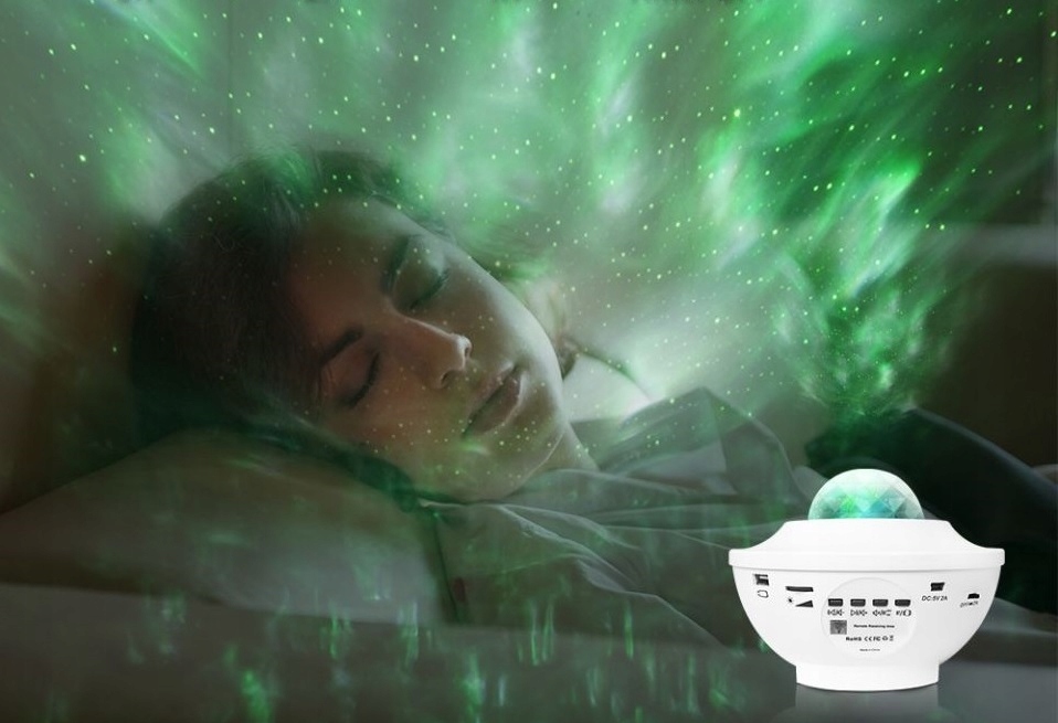 PROJEKTOR GWIAZD LAMPKA NOCNA RZUTNIK LED DO SYPIALNI DLA DZIECI NA PREZENT Długość/wysokość 16 cm