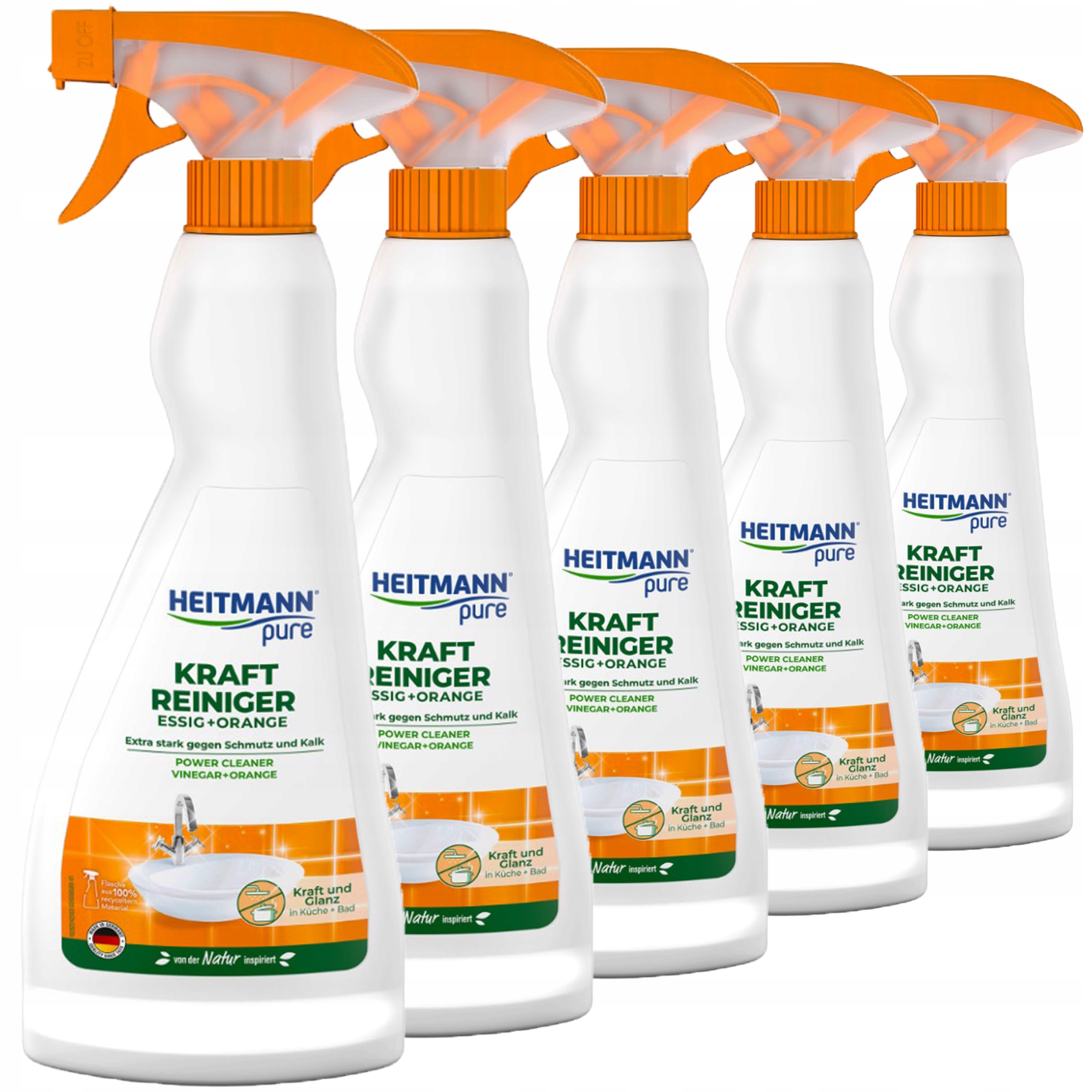 Levně Tekutý odvápňovač – čisticí sprej s pomerančovým octem Heitmann 5 x 500 ml